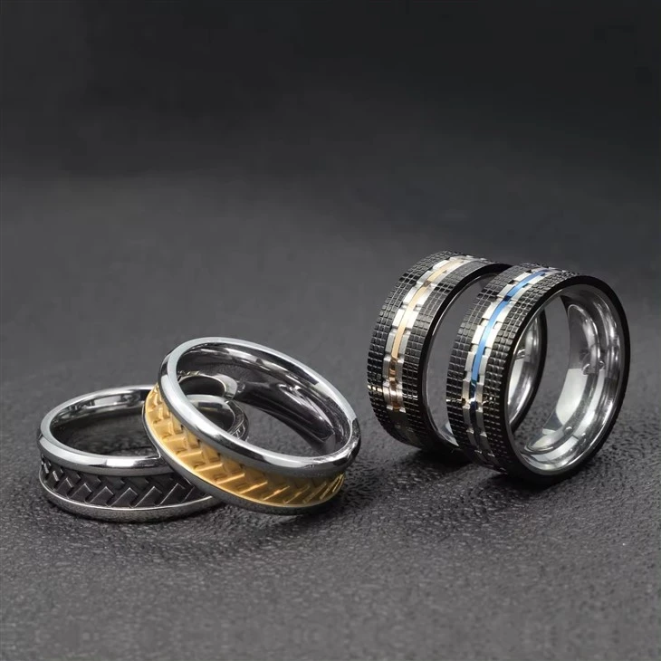 Custom Ring Stainless Steel Groove Ring For Men Wedding Custom Ring Stainless Steel Groove Ring For Men Wedding