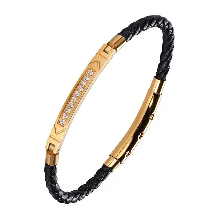 Adjustable Clasp Black PU Braided Leather Crystal Luxury Leather Bracelet Women Adjustable Clasp Black PU Braided Leather Crystal Luxury Leather Bracelet Women